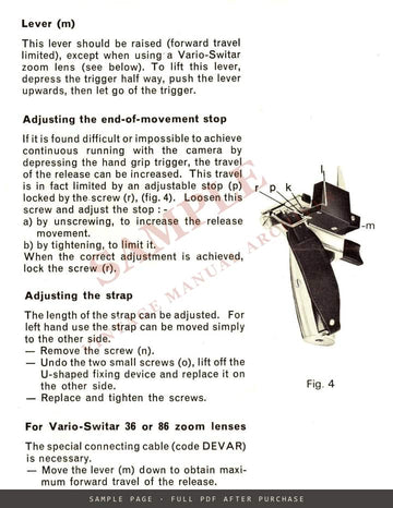 Bolex H Déclic Hand Grip – Instructions for Use, English – sample page 2 (watermarked preview)
