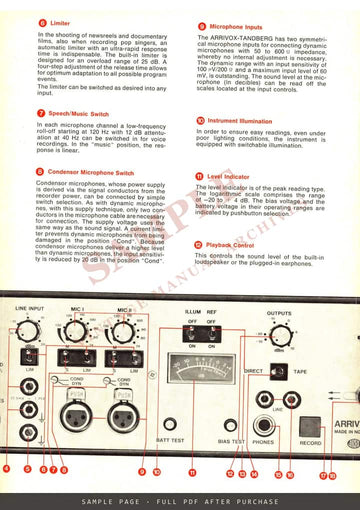 Arrivox-Tandberg Tape Recorder for Film Sound – ARRI Brochure – sample page 2 (watermarked preview)