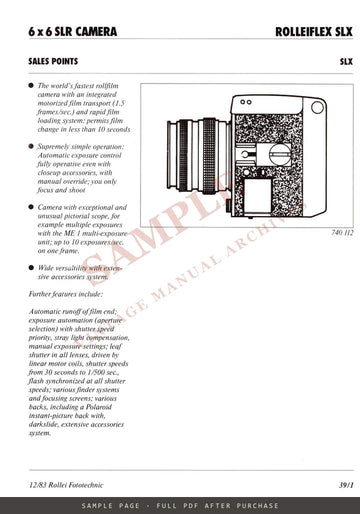 Rollei Fototechnic Dealer Handbook – SL 2000 F System, Lenses & Accessories – sample page 2 (watermarked preview)