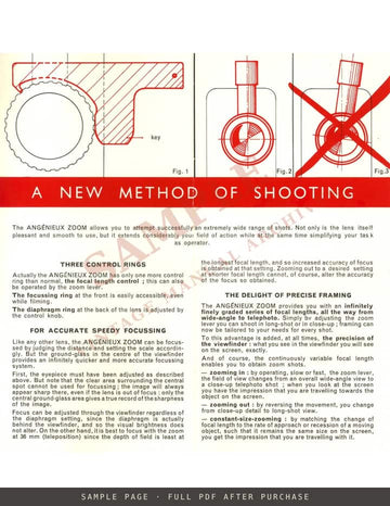 Angénieux Zoom 8mm Cine Type K1 (9–36 mm f/1.8) – Brochure for Bolex and 8mm Cameras – sample page 2 (watermarked preview)