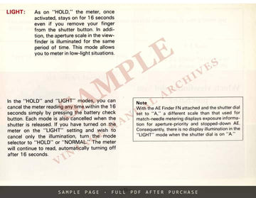 Canon New F-1 35mm SLR Camera – Instructions, English – sample page 2 (watermarked preview)