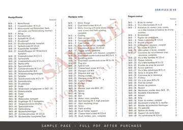 Arriflex 35 – Spare Parts List (Ersatzteilliste / Liste des pièces de rechange) – sample page 2 (watermarked preview)