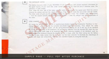Linhof Technika 70 (6.5x9 cm) Operating Manual – English – sample page 2 (watermarked preview)