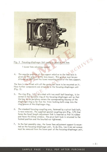 ARRI Assembly Instructions for the Angénieux 25–250 mm Zoom Lens in Blimp 120 S and 300 – sample page 2 (watermarked preview)