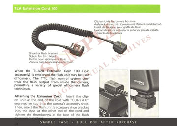 Contax TLA20 Auto Flash Unit – Instruction Booklet, Multilingual – sample page 2 (watermarked preview)