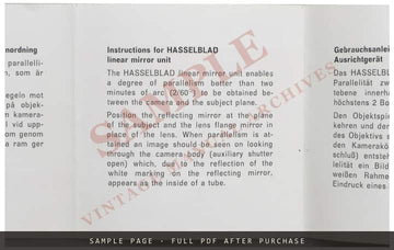 Hasselblad Linear Mirror Unit (Riktanordning) – Instructions in Four Languages – sample page 2 (watermarked preview)