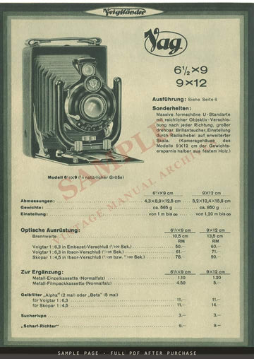 Voigtländer "Das schönste Geschenk – eine Voigtländer" German Camera Folder, 1927 – sample page 2 (watermarked preview)