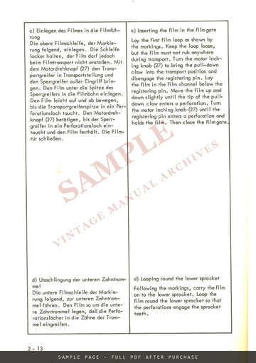Arriflex 16 St – Gebrauchsanleitung / Instruction Manual, German & English – sample page 2 (watermarked preview)