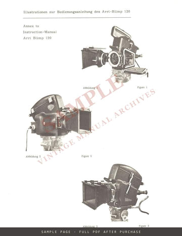 ARRI Blimp 120 for Arriflex 35 Mod. II A – Operating Instructions, February 1959 – sample page 3 (watermarked preview)