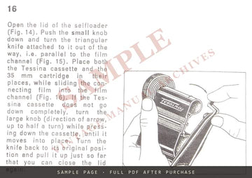 Tessina Automatic 35mm Twin-Lens Reflex – Instructions for Use, English – sample page 3 (watermarked preview)