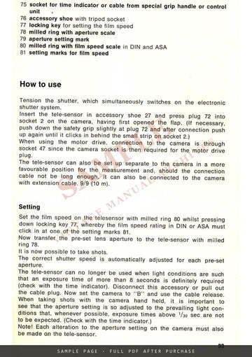 Contarex Super Electronic and Its Electronic System – Instructions for Use, English – sample page 3 (watermarked preview)