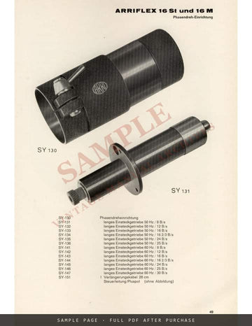Arriflex 16 M – Ersatzteilkatalog / Spare Parts Catalogue, May 1967 – sample page 3 (watermarked preview)