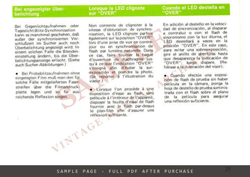 Contax TLA20 Auto Flash Unit – Instruction Booklet, Multilingual – sample page 3 (watermarked preview)