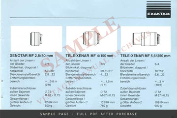 Exakta 66 Medium Format Camera – German Instruction Manual (Bedienungsanleitung) – sample page 3 (watermarked preview)