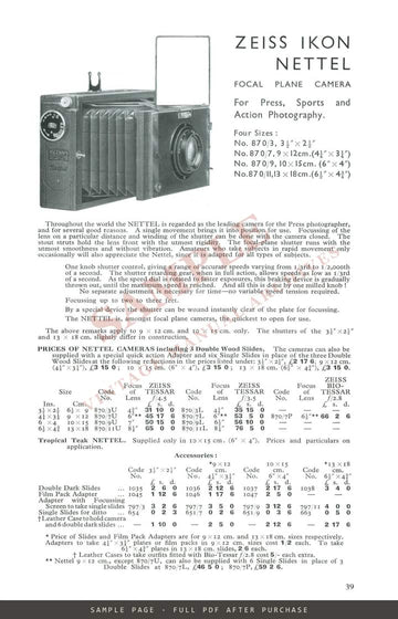 Zeiss Ikon Cameras – City Sale & Exchange Catalogue, London, c. 1934 – sample page 3 (watermarked preview)