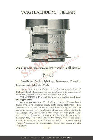 Voigtländer & Son Optical Co. Catalogue of Photographic Objectives, c. 1903 – sample page 3 (watermarked preview)