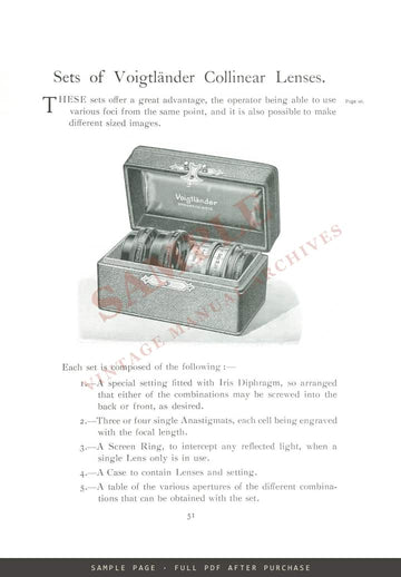 Voigtländer & Sohn Catalogue of Photographic Lenses, Cameras & Accessories, London, c. 1910 – sample page 3 (watermarked preview)