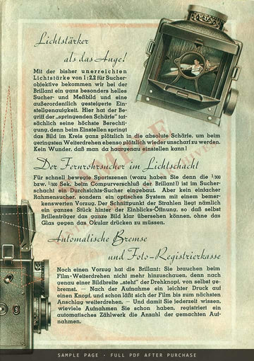 Voigtländer Brillant – "Die Kamera mit dem magischen Kreis" Folder, September 1938 – sample page 3 (watermarked preview)