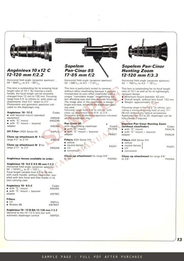 Bolex H16 Reflex Cameras and Lenses – Information Brochure, English – sample page 3 (watermarked preview)