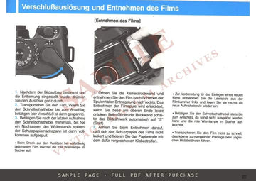 New Mamiya 6 – Bedienungsanleitung, German – sample page 3 (watermarked preview)