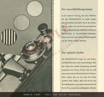 Voigtländer Prominent – German Brochure with Photo-Porst Dealer Imprint – sample page 3 (watermarked preview)