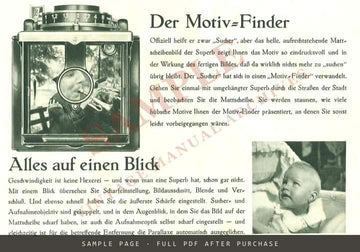 Voigtländer Superb – "Die Spiegelreflex, wie sie sein soll" Folder, c. 1934 – sample page 3 (watermarked preview)