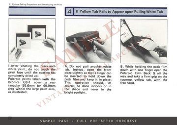 Zenza Bronica GS-1 Polaroid Land Pack Film Back G – Instructions, English – sample page 3 (watermarked preview)