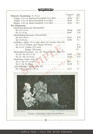 Voigtländer Cameras and Lenses – German Catalogue, March 1928 – sample page 3 (watermarked preview)