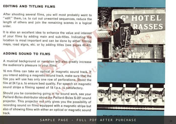 Bolex H16 Reflex Camera – Instructions for Use, English – sample page 3 (watermarked preview)