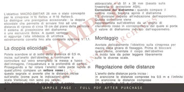 Bolex Macro-Switar f=26mm Lens – Instruction Manual for H16 Reflex – sample page 3 (watermarked preview)