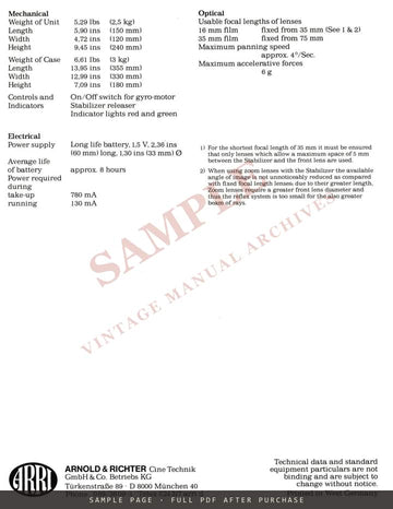 ARRI Image Stabilizer for Arriflex Cameras – Technical Information – sample page 3 (watermarked preview)