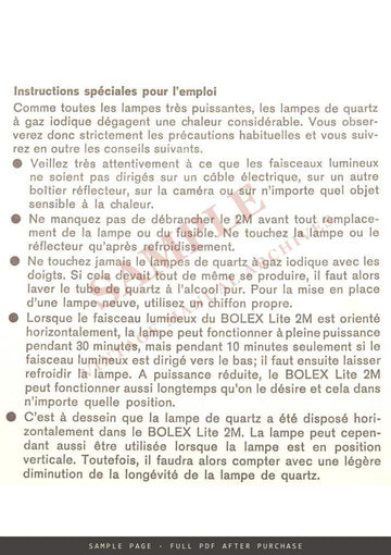 Bolex Lite 2M – Mode d'emploi, French – sample page 3 (watermarked preview)