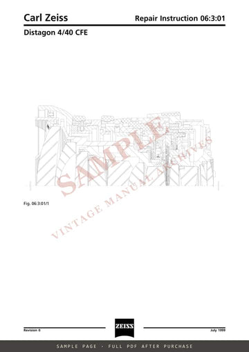 Carl Zeiss CB, CFE and CFi Lens Service Manual for Hasselblad – sample page 3 (watermarked preview)