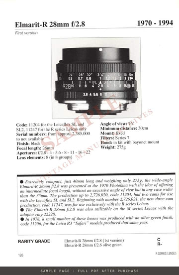 IDENTIFYING LEICA LENSES BOOK THE COMPLETE POCKET GUIDE – sample page 3