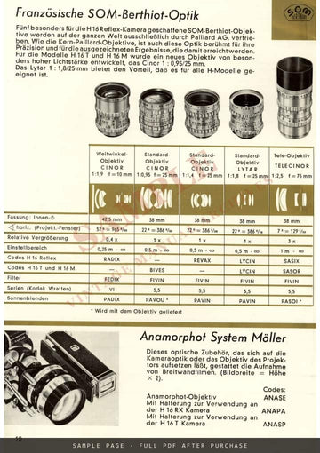 Bolex 16 mm Schmalfilm Generalkatalog – Paillard Bolex Catalogue, German – sample page 3 (watermarked preview)