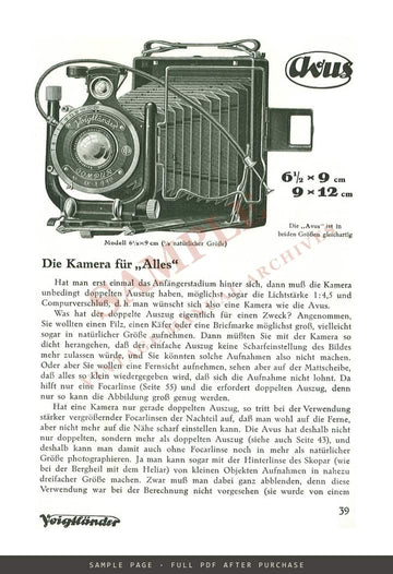 Voigtländer "Sein Stolz – eine Voigtländer" German Catalogue, April 1930 – sample page 3 (watermarked preview)