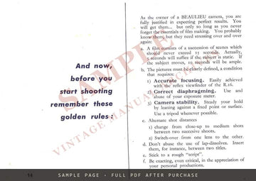 Beaulieu R16 Reflex Camera – How to Use Your Beaulieu R16 Camera, English – sample page 3 (watermarked preview)