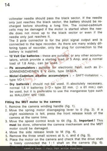 Bolex H16 MST Electric Motor – Instructions for Use, Multilingual – sample page 3 (watermarked preview)