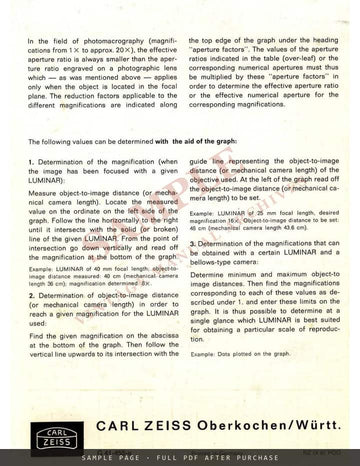 Carl Zeiss Photomacrography with Luminar Lenses – English Leaflet – sample page 3 (watermarked preview)