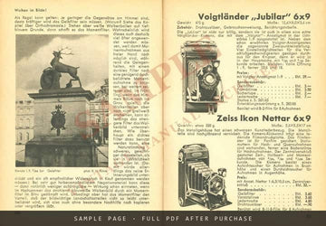 Photo-Porst Catalogue, 11th Edition 1933 – Voigtländer Entries, German – sample page 3 (watermarked preview)