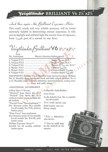 Voigtländer 1938 Catalogue – English Edition 3241 – sample page 3 (watermarked preview)