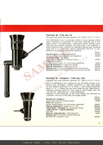 Bolex 16 mm – H16 Reflex Brochure with Kern-Paillard Lenses, English – sample page 3 (watermarked preview)