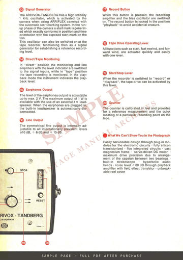 Arrivox-Tandberg Tape Recorder for Film Sound – ARRI Brochure – sample page 3 (watermarked preview)