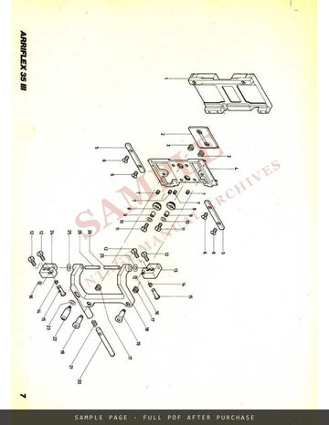 Arriflex 35 III – Spare Parts List (Ersatzteilliste / Liste des pièces de rechange) – sample page 3 (watermarked preview)