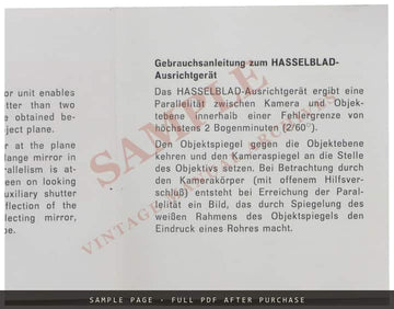 Hasselblad Linear Mirror Unit (Riktanordning) – Instructions in Four Languages – sample page 3 (watermarked preview)