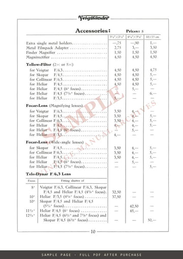 Voigtländer Cameras and Lenses – Willoughbys, New York, English Catalogue – sample page 3 (watermarked preview)