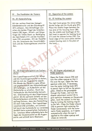 Arriflex 16 St – Gebrauchsanleitung / Instruction Manual, German & English – sample page 3 (watermarked preview)
