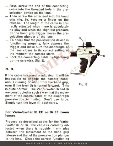 Bolex H Déclic Hand Grip – Instructions for Use, English – sample page 3 (watermarked preview)