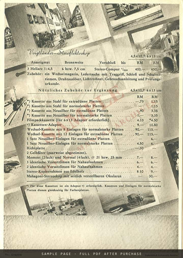 Voigtländer "Plastische Fotografie" – Stereo Cameras Folder, May 1938 – sample page 3 (watermarked preview)