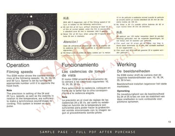 Bolex ESM – Instructions for Use, Multilingual – sample page 3 (watermarked preview)